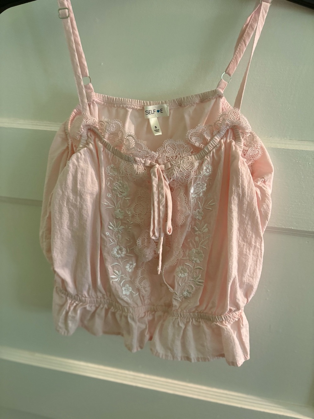 Self-e Pink Lace-Trim Camisole Tank